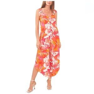 Vince Camuto Floral Tie Shoulder Angled Hem Jumpsuit